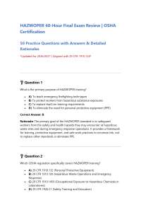 HAZWOPER 40‑HOUR FINAL EXAMINATION OSHA Certification – 2026/2027 Update