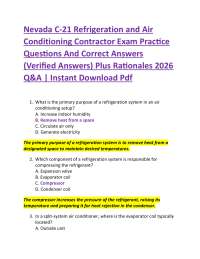 Nevada C-21 Refrigeration and Air Conditioning Contractor Exam Practice Questions And Co