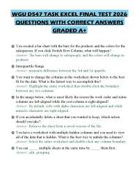 WGU D547 TASK EXCEL FINAL TEST 2026 QUESTIONS WITH CORRECT ANSWERS GRADED A+