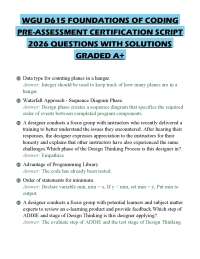 WGU D615 FOUNDATIONS OF CODING PRE-ASSESSMENT CERTIFICATION SCRIPT 2026 QUESTIONS WITH SOL