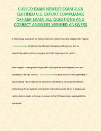 CUSECO EXAM NEWEST EXAM 2026 CERTIFIED U.S. EXPORT COMPLIANCE OFFICER EXAM. ALL QUESTIONS
