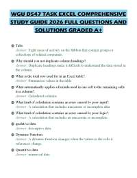 WGU D547 TASK EXCEL COMPREHENSIVE STUDY GUIDE 2026 FULL QUESTIONS AND SOLUTIONS GRADED A+