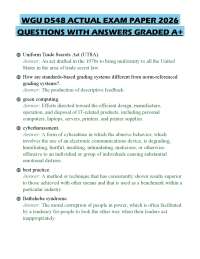 WGU D548 ACTUAL EXAM PAPER 2026 QUESTIONS WITH ANSWERS GRADED A+