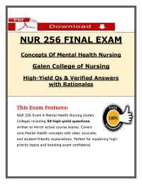 Galen NUR256 Final Exam – Mental Health Nursing Q&A with Rationales | (2026/2027) (PDF)