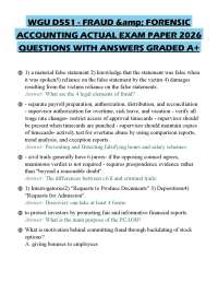 WGU D551 - FRAUD &amp; FORENSIC ACCOUNTING ACTUAL EXAM PAPER 2026 QUESTIONS WITH ANSWERS G