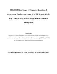 2026 HRM Final Exam: 100 Updated Questions & Answers on Employment Laws, AI in HR, Remote