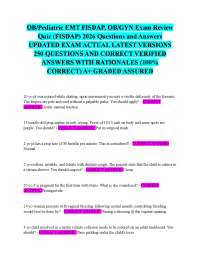 OB/Pediatric EMT FISDAP, OB/GYN Exam Review Quiz (FISDAP) 2026 Questions and Answers UPDAT