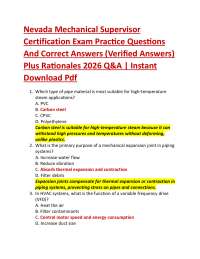 Nevada Mechanical Supervisor Certification Exam Practice Questions And Correct Answers (