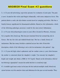 NSG6020 EXAM WITH CORRECT SOLUTIONS