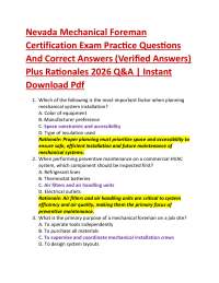 Nevada Mechanical Foreman Certification Exam Practice Questions And Correct Answers (Ver