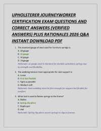 UPHOLSTERER JOURNEYWORKER CERTIFICATION EXAM QUESTIONS AND CORRECT ANSWERS
