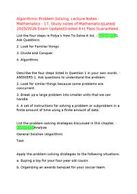 Algorithmic Problem Solving, Lecture Notes - Mathematics - 17, Study notes of Mathematics|
