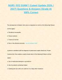NURS-1512 EXAM 1 (Latest Update 2026 / 2027) Questions & Answers {Grade A} 100% Correct