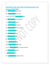 Medication Aide Exam 100+ Verified Questions and Answers 2025/2026