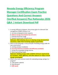 Nevada Energy Efficiency Program Manager Certification Exam Practice Questions And Corre