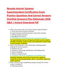 Nevada Interior Systems Superintendent Certification Exam Practice Questions And Correct