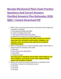 Nevada Mechanical Plans Exam Practice Questions And Correct Answers (Verified Answers) P