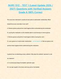 NURS 1512 - TEST 1 (Latest Update 2026 / 2027) Questions with Verified Answers Grade A 100