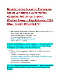 Nevada Human Resources Compliance Officer Certification Exam Practice Questions And Corr