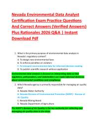 Nevada Environmental Data Analyst Certification Exam Practice Questions And Correct Answ