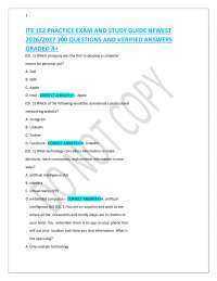 ITE 152 PRACTICE EXAM AND STUDY GUIDE NEWEST 2026/2027 300 QUESTIONS AND VERIFIED ANSWERS