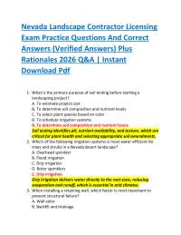 Nevada Landscape Contractor Licensing Exam Practice Questions And Correct Answers (Verif