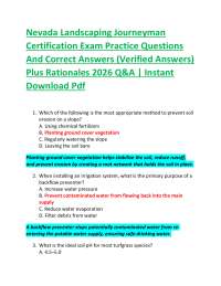 Nevada Landscaping Journeyman Certification Exam Practice Questions And Correct Answers