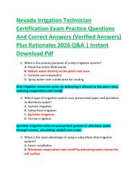 Nevada Irrigation Technician Certification Exam Practice Questions And Correct Answers (