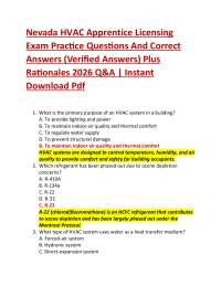 Nevada HVAC Apprentice Licensing Exam Practice Questions And Correct Answers (Verified A