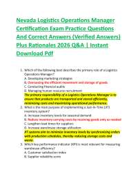 Nevada Logistics Operations Manager Certification Exam Practice Questions And Correct An