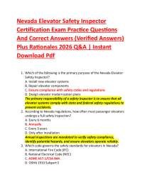 Nevada Elevator Safety Inspector Certification Exam Practice Questions And Correct Answe