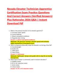Nevada Elevator Technician Apprentice Certification Exam Practice Questions And Correct