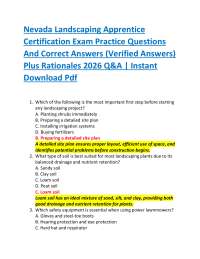 Nevada Landscaping Apprentice Certification Exam Practice Questions And Correct Answers