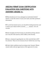 Arizona Permit Exam Certification Verified Q&A’s 100% Correct Latest 2026/2027 Version