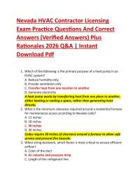 Nevada HVAC Contractor Licensing Exam Practice Questions And Correct Answers (Verified A
