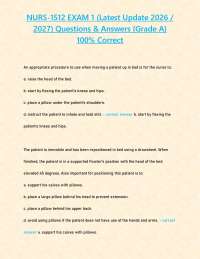 NURS-1512 EXAM 1 (Latest Update 2026 / 2027) Questions & Answers {Grade A} 100% Correct