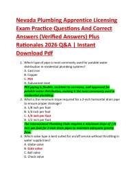 Nevada Plumbing Apprentice Licensing Exam Practice Questions And Correct Answers (Verifi