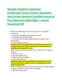 Nevada Irrigation Supervisor Certification Exam Practice Questions And Correct Answers (