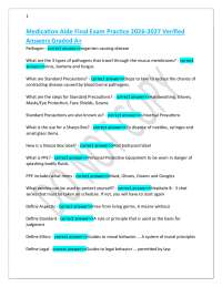 Medication Aide Final Exam Practice 2026-2027 Verified Answers Graded A+