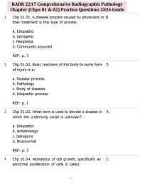 RADR 2217 Comprehensive Radiographic Pathology Chapter (Chps 01 & 02) Practice Questions