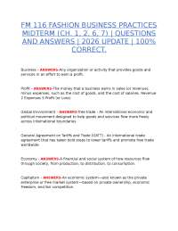 FM 116 FASHION BUSINESS PRACTICES MIDTERM (CH. 1, 2, 6, 7) | QUESTIONS AND ANSWERS | 2026