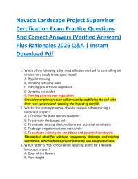 Nevada Landscape Project Supervisor Certification Exam Practice Questions And Correct An