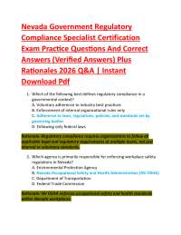 Nevada Government Regulatory Compliance Specialist Certification Exam Practice Questions
