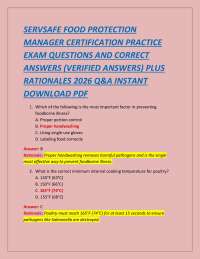 SERVSAFE FOOD PROTECTION MANAGER CERTIFICATION PRACTICE EXAM QUESTIONS