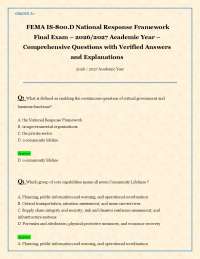 FEMA IS-800.D National Response Framework Final Exam – 2026/2027 Academic Year