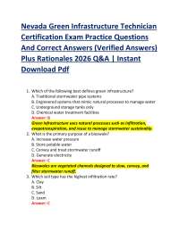 Nevada Green Infrastructure Technician Certification Exam Practice Questions And Correct