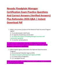 Nevada Floodplain Manager Certification Exam Practice Questions And Correct Answers (Ver