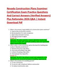 Nevada Construction Plans Examiner Certification Exam Practice Questions And Correct Ans