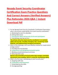 Nevada Event Security Coordinator Certification Exam Practice Questions And Correct Answ
