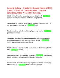 General Biology I Chapter 03 Jessica Morris NEMCC |Latest 2025/2026 Questions With Complet